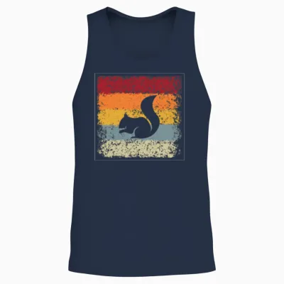 Squirrel Retro Unisex Tank Top - Navy