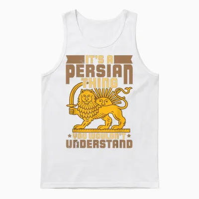 Persian Antique Flags Iran Asia Farsi Iranian Art Literature T-Shirt, Black Unisex Tank Top - White