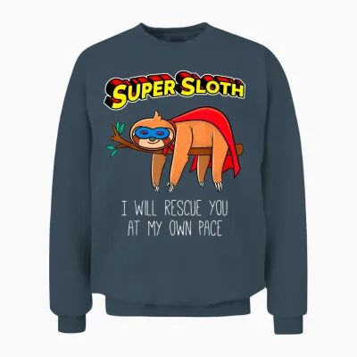 Funny Sloth Superhero Super Sloth Hero Gift Unisex Sweatshirt - Dark Heather