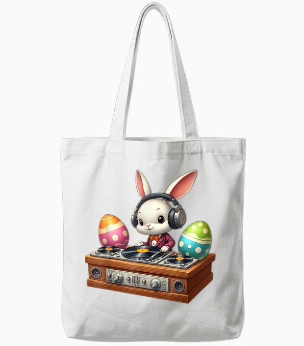 Oster-Dj Bunny Mixing Beats, Lustige Musik Zum Thema Ostern Tote Bags in White