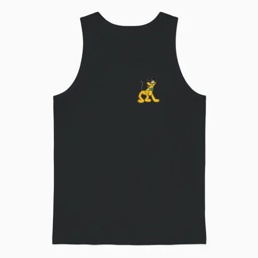Disney Pluto Retro Pose Pocket Logo Unisex Tank Top - Black