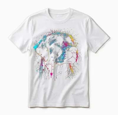 Schwarzer Labrador Hund Malerei Aquarell Farbe Bunte Mama Unisex T-Shirt - White