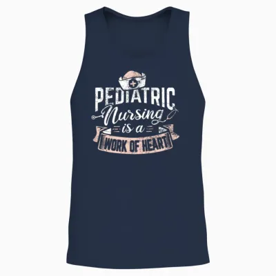 Pediatric Nurse Nursing Is a Work of Heart Picu Pe Unisex Tank Top - Navy