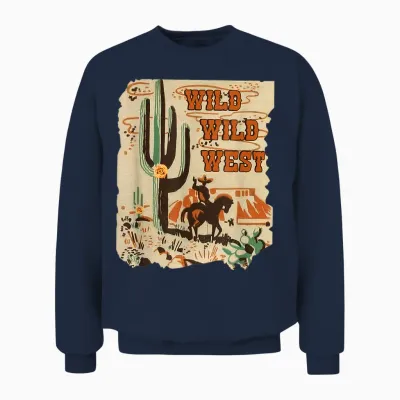 Wild Wild West Western Life Southwest Desert Vibes Cactus Unisex Sweatshirt - Navy