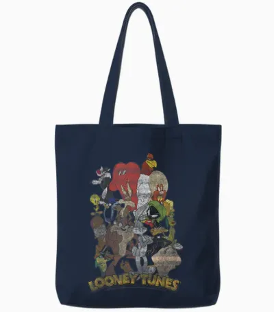 Looney Tunes Character Stack Group Shot Tote Bags - Navy