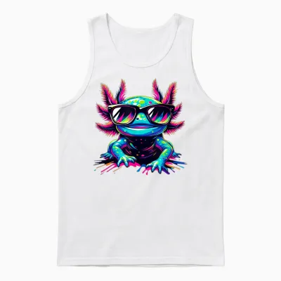 Cooles Axolotl Mit Sonnenbrille Buntes Motiv Axolotl Unisex Tank Top - White