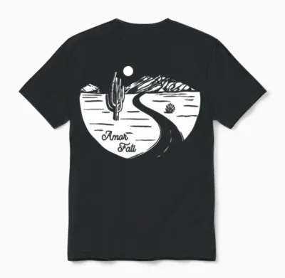Stoic Quote Amor Fati Desert Night Sky Unisex T-Shirt - Black