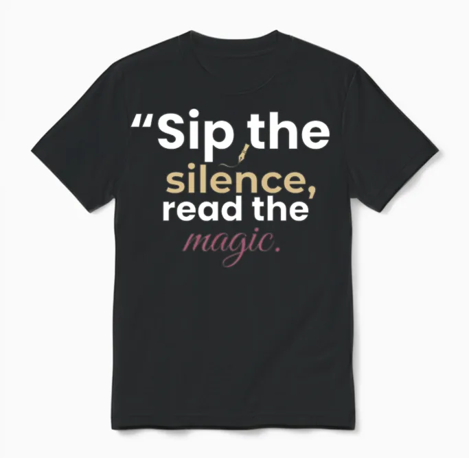 Silent Sips & Magic Reads Books Reading Unisex T-Shirt in Black