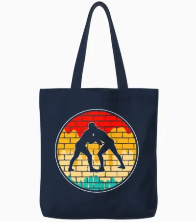 Wrestling Retro Tote Bags - Navy