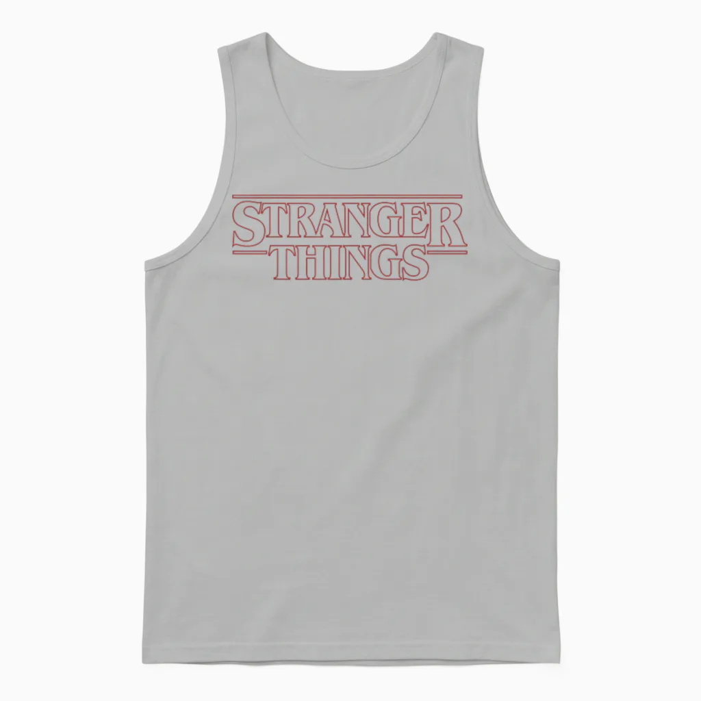 Netflix Stranger Things Outline Logo Unisex Tank Top in Ash