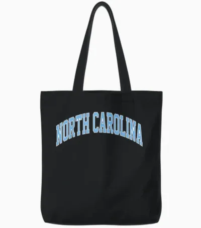 Retro North Carolina Blue Souvenir Simple North Carolina Tote Bags - Black