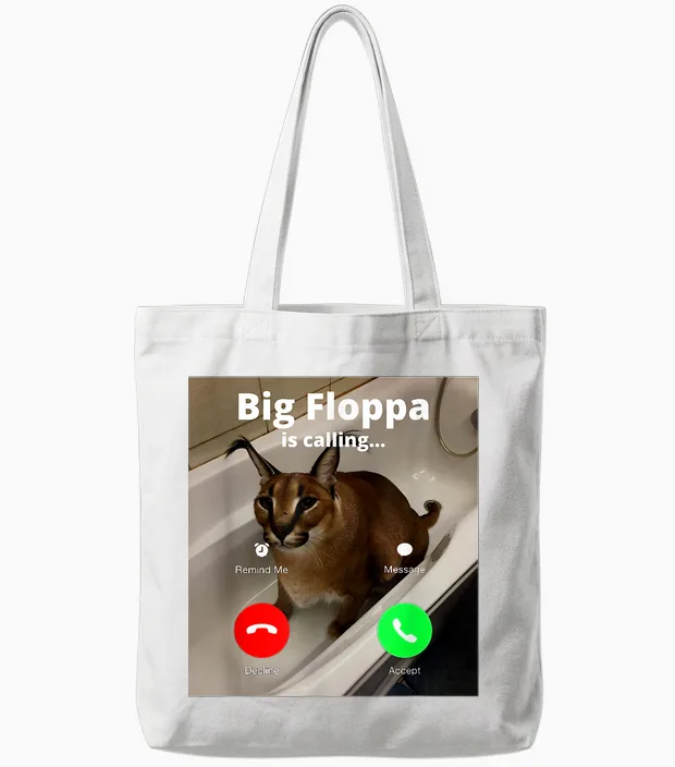 Lustiger Big Floppa Mein Geliebter Big Floppa Ruft Meme Cat Tote Bags in White