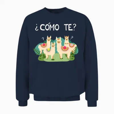 Funny Spanish Como Te Llama Llama Unisex Sweatshirt - Navy