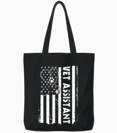 Usa Flag Veterinary Assistant Tote Bags - Black