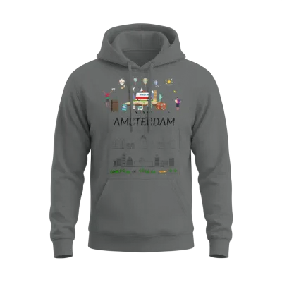Unique Amsterdam Netherlands Travel Guide City Map Unisex Hoodie - Graphite Heather