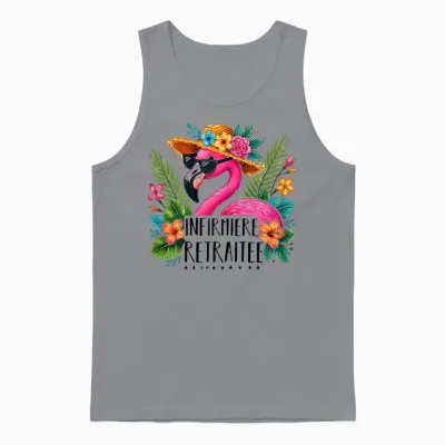 Nurse Retirement Gift Nurse Flamingo T-Shirt, White, Female X-Small Unisex Tank Top - Sport Grey