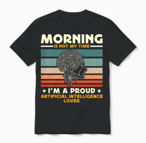 Artificial Intelligence Morning Is Not My Robots Unisex T-Shirt in Black