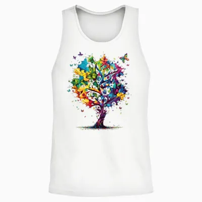 Awareness Autism Puzzle Pieces Colorful Tree Neurodiversity Unisex Tank Top - White