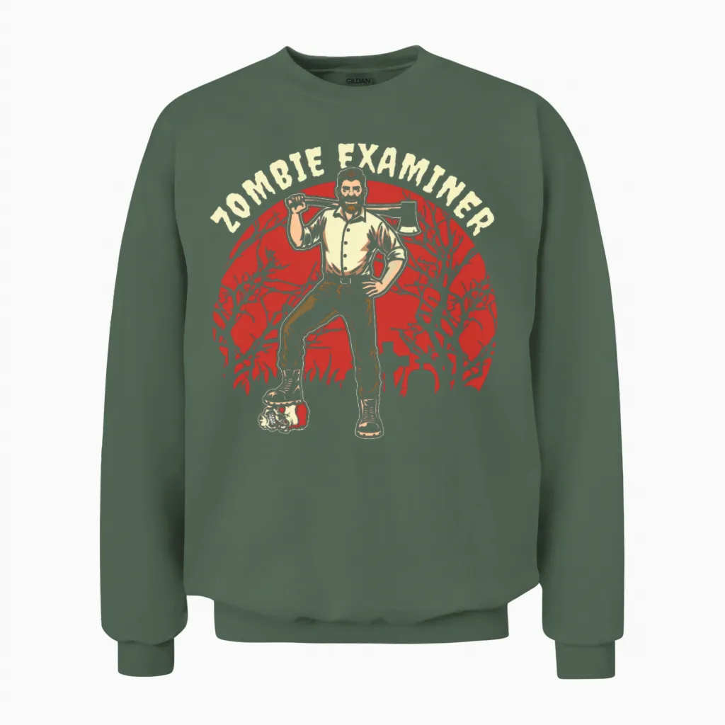Zombie Funny Unisex Sweatshirt in Military Green