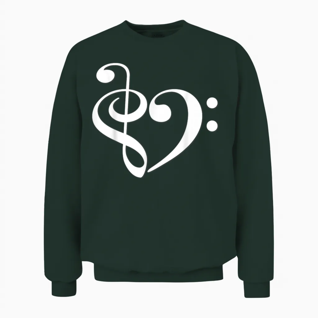 Violinschlüssel Und Bassschlüssel, Herzmusiker, Komponist, Musikliebhaber Unisex Sweatshirt in Forest