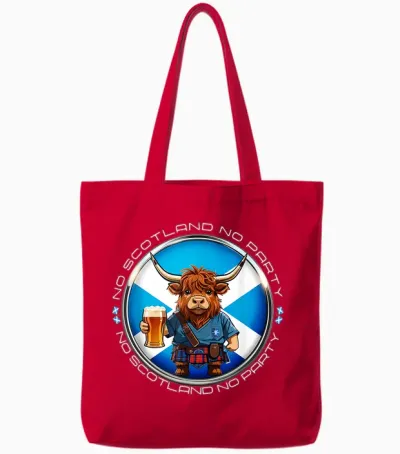 No Scotland No Party Scottish Flag Saltire Tote Bags - Red