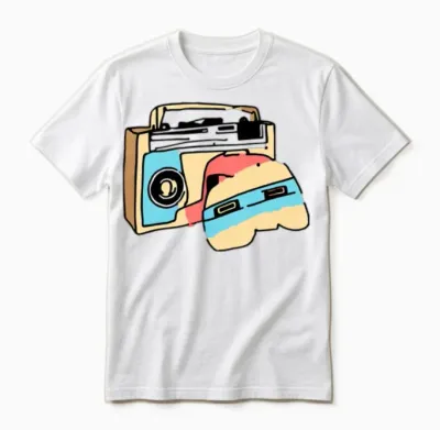 Retro Boombox… Unisex T-Shirt - White
