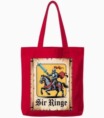 Sir Ringe Funny Knight Word Game Medieval Tote Bags - Red
