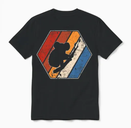 Koala Retro Unisex T-Shirt in Black