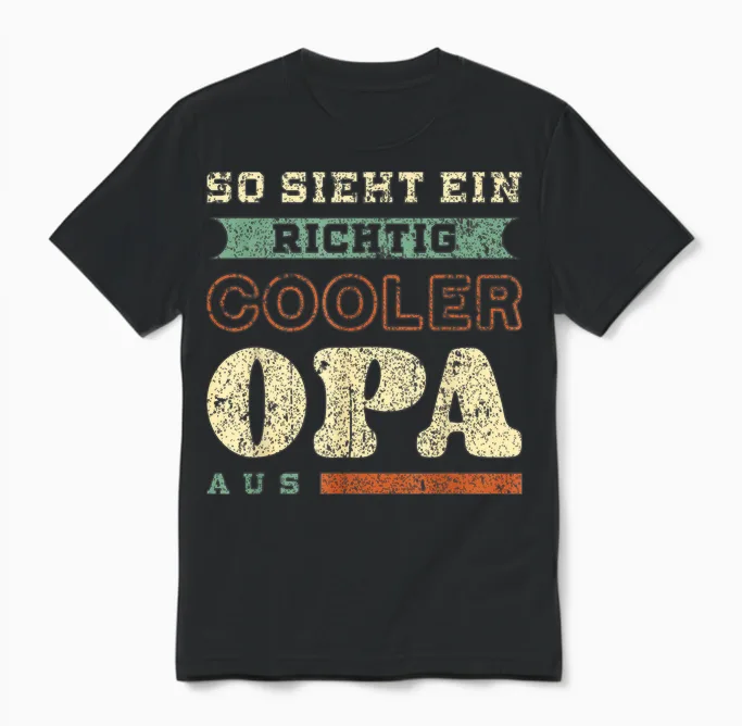 Richtig Cooler Opa, Vatertag, Retro-Vintage-Look Unisex T-Shirt in Black