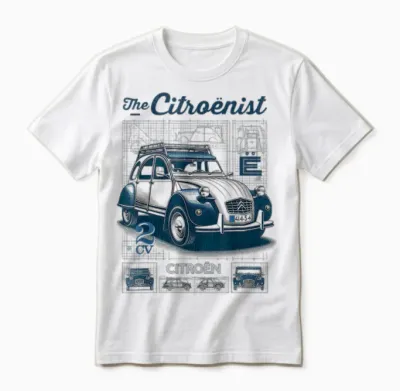 Citroën Le Citroën 2cv Technical Drawings T-Shirt, White, S Unisex T-Shirt - White