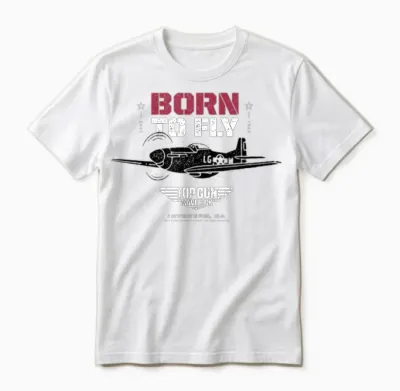 Top Gun: Maverick Born to Fly P-51 Mustang Silhouette Unisex T-Shirt - White