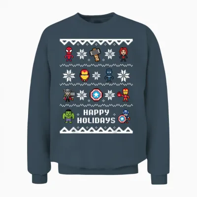 Marvel Avengers Christmas Sweater Happy Holidays Unisex Sweatshirt - Dark Heather