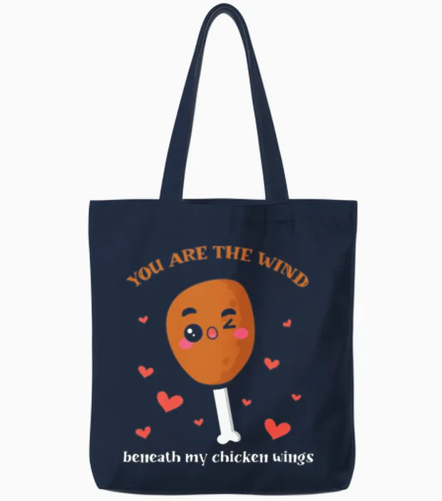 Funny Food Lover Tote Bags in Navy