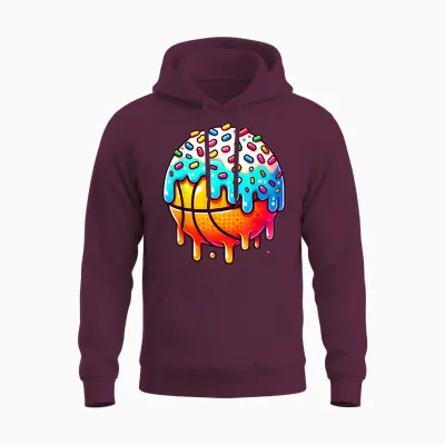 Ice Cream Basketball Drip Boys Girls Kids Basketball Stuff Unisex Hoodie - Maroon