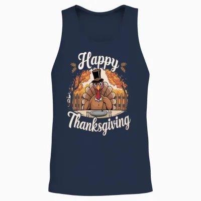 Happy Thanksgiving Unisex Tank Top - Navy