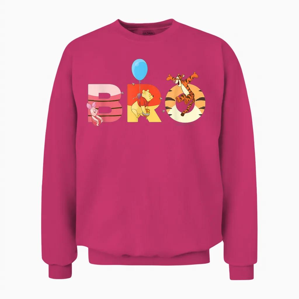 Disney Winnie the Pooh and Friends Bro Family Trip Matching Unisex Sweatshirt in Heliconia