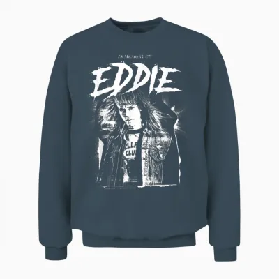 Stranger Things in Memory of Eddie Munson Hellfire Club T-Shirt, Black, S Unisex Sweatshirt - Dark Heather