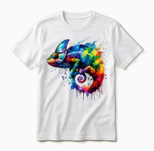 Splash Art Chameleon Chameleons Unisex T-Shirt in White