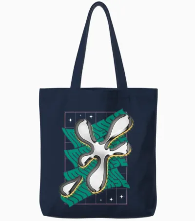 Bubble Chrome Abstract Design Tote Bags - Navy