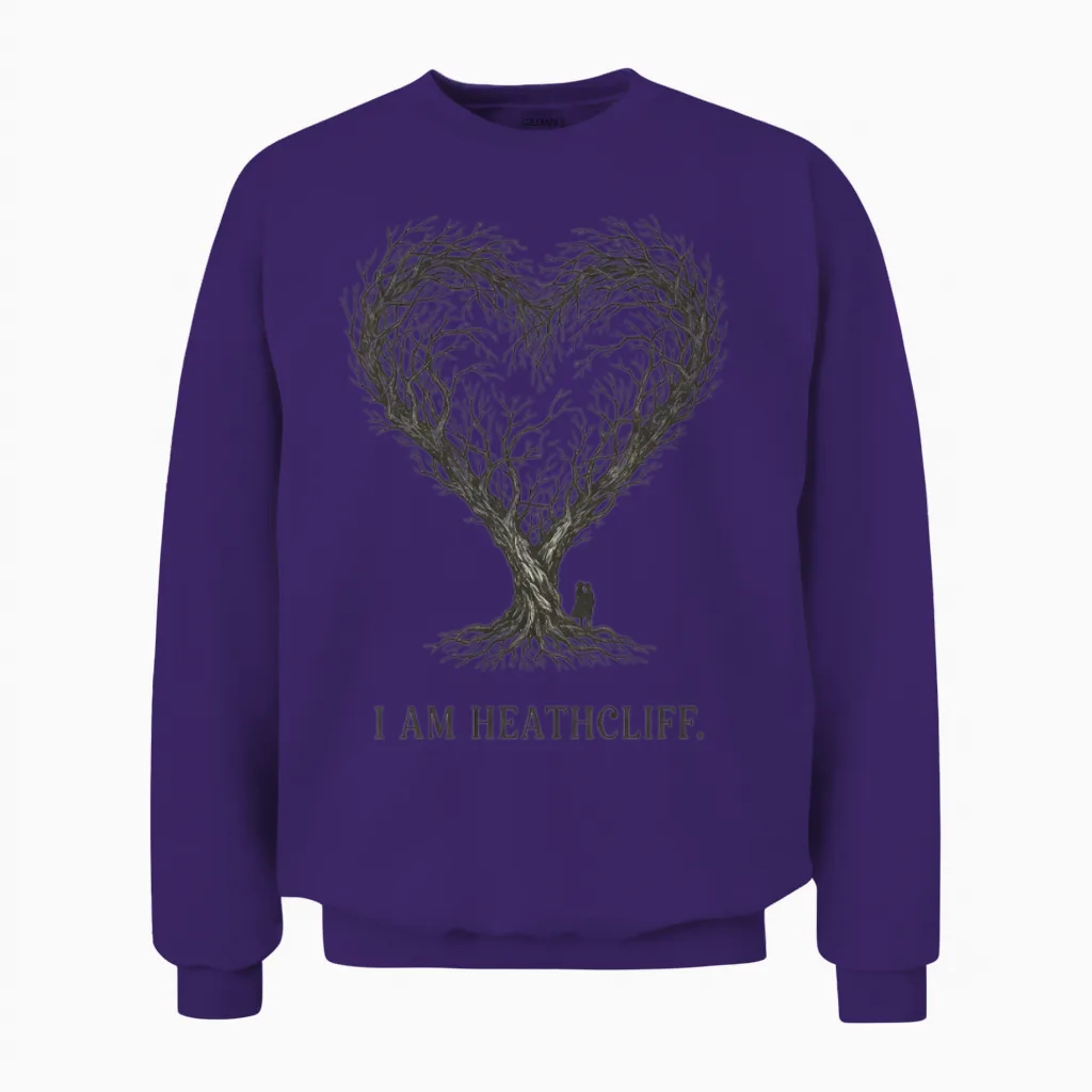 I Am Heathcliff - Wuthering Heights Quote Unisex Sweatshirt in Purple