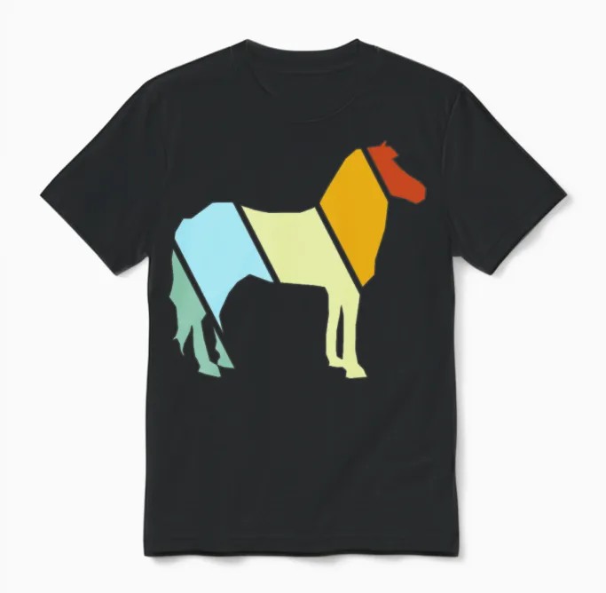 Horse Retro - Lovers Unisex T-Shirt in Black