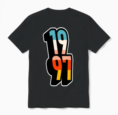 1997 Retro Stripes Unisex T-Shirt - Black