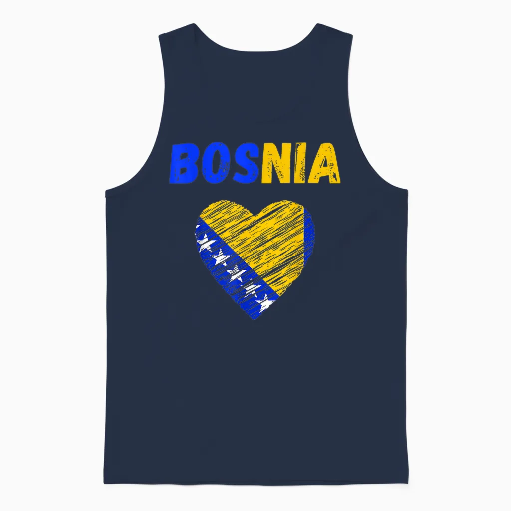 Bosnien-Flagge, Urlaub, Bosnien-Herz, Bosnien-Flagge Unisex Tank Top in Navy