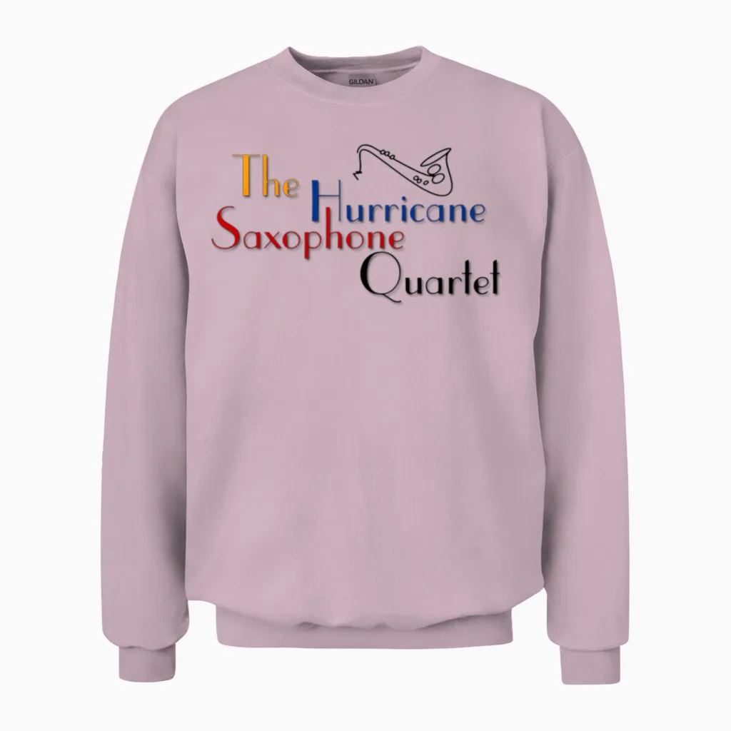Hurricane Saxophone Quartet Logo Without Quote Unisex Sweatshirt in Light Pink