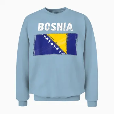 Bosnien Flagge Urlaub Vintage Grunge Bosnische Flagge Unisex Sweatshirt - Light Blue
