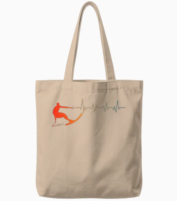 Cool Waterski Art Water Ski Coach Water Skiing Tote Bags in Natural