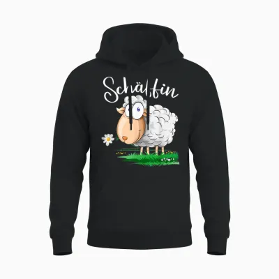 T-Shirt with German Text "sheep Says" [german Language], Black Unisex Hoodie - Black