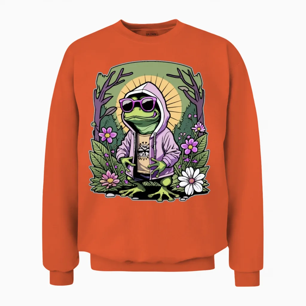 Rapper Frog Reptiles & Exotics Gift Unisex Sweatshirt in Orange