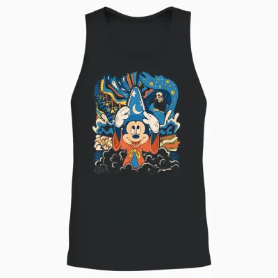 Disney Fantasia Mickey Mouse Sorcerer’s Apprentice Retro Unisex Tank Top - Black