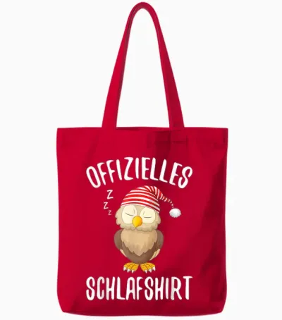 Official Sleep Shirt Owl Sleeping Saying T-Shirt, Black Tote Bags - Red